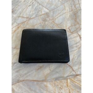 Timberland Mens Black Leather Bifold Wallet Contrast Stitch Embossed Tree Logo